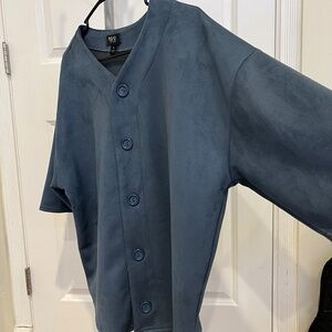 Navy Blue Oversized Button Shirt